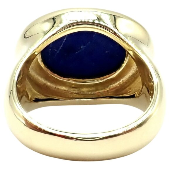 Authentic! Tiffany & Co Paloma Picasso 18k Yellow Gold Large Lapis Oval Ring - Picture 8 of 14